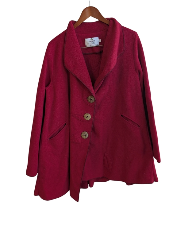 Janska Jackets & Blazers - Janska Red Fleece Collared Jacket Women's Size Large